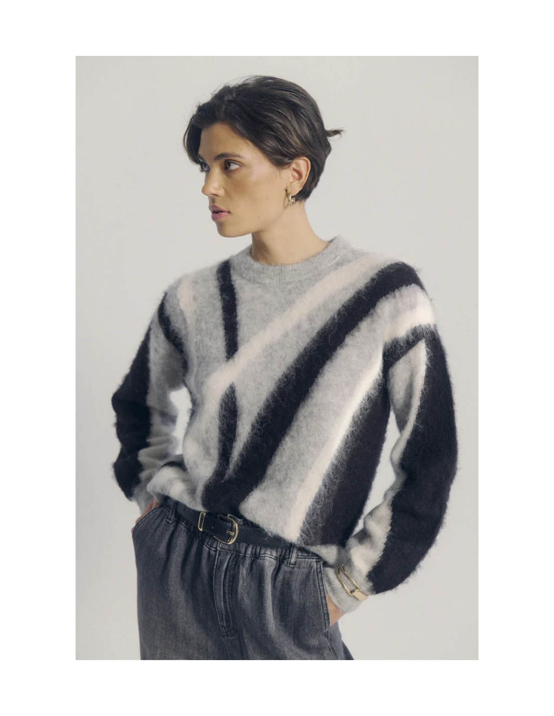 NUSURI BRUSHED PATTERN PULLOVER Nümph