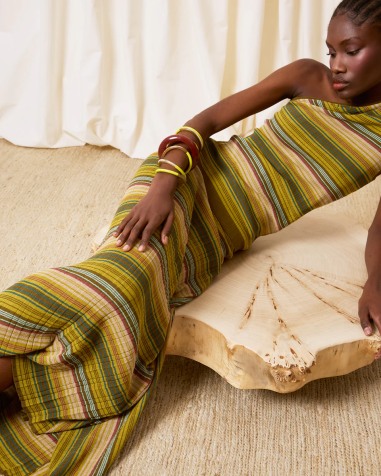 Falda de rayas verde 7754