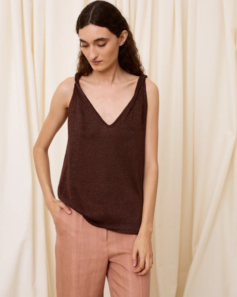 Top de lurex escote pico chocolate 6661 2