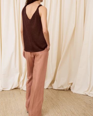 Top de lurex escote pico chocolate 6661