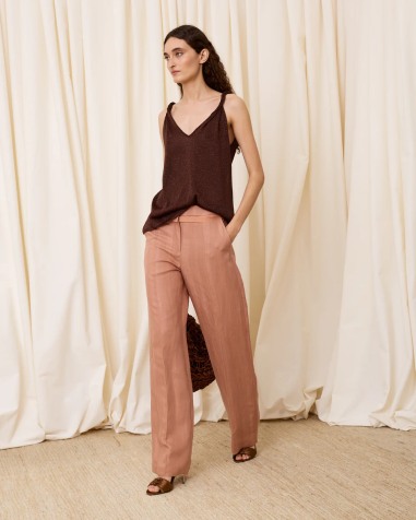 Top de lurex escote pico chocolate 6661