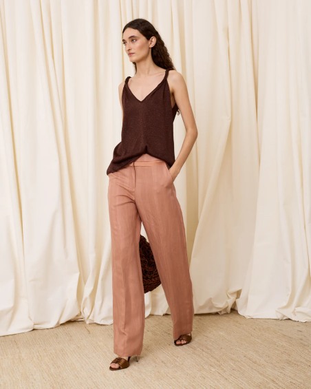 Top de lurex escote pico chocolate 6661