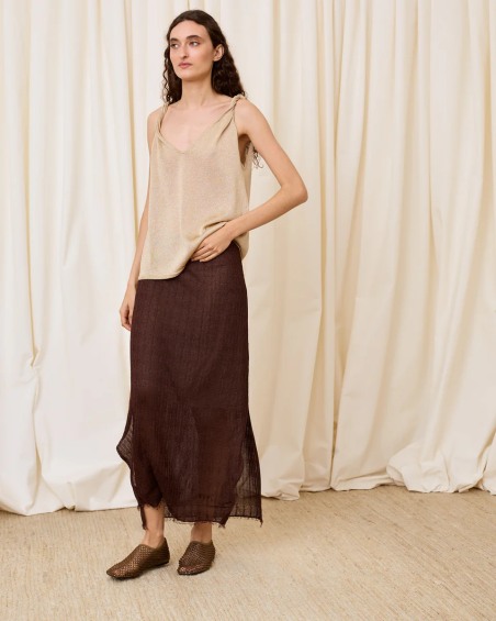 Top de lurex escote pico dorado 6661