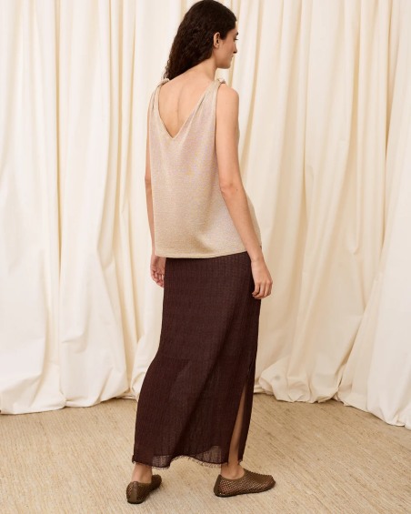 Top de lurex escote pico dorado 6661