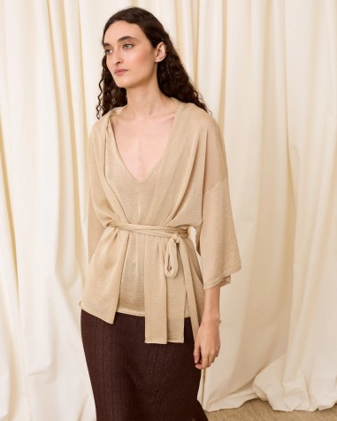 Top de lurex escote pico dorado 6661