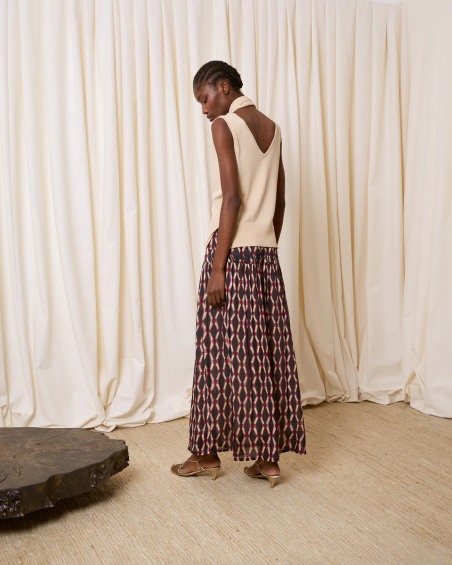 Top de punto con lazo beige 7741