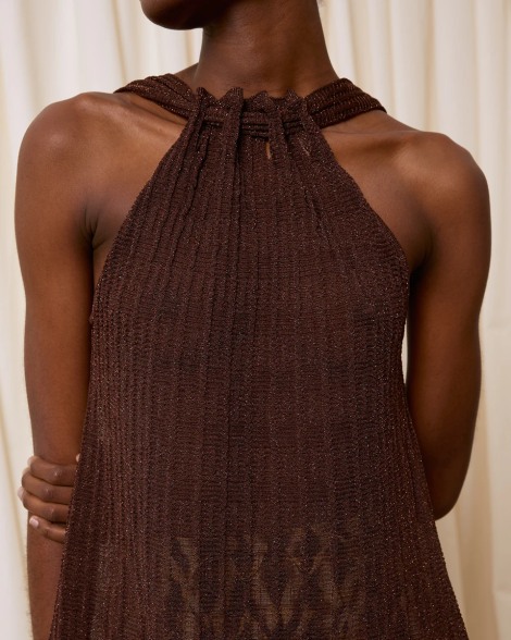 Top halter lurex chocolate 6632