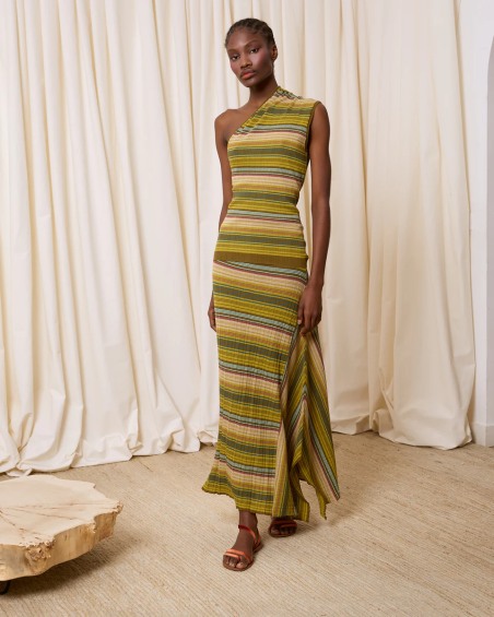 Top asimétrico rayas verdes 7753