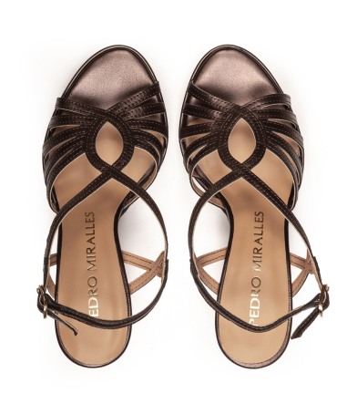 Sandalia Miralles metalizado burdeos 18188