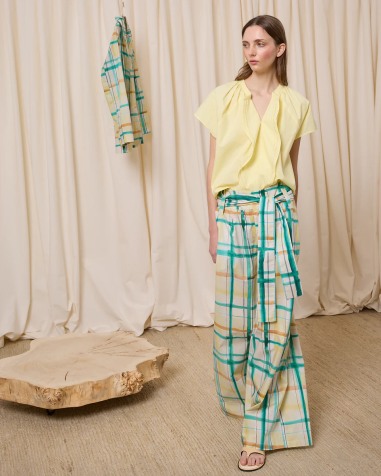 Pantalón popelín cuadros amarillo 6221-622