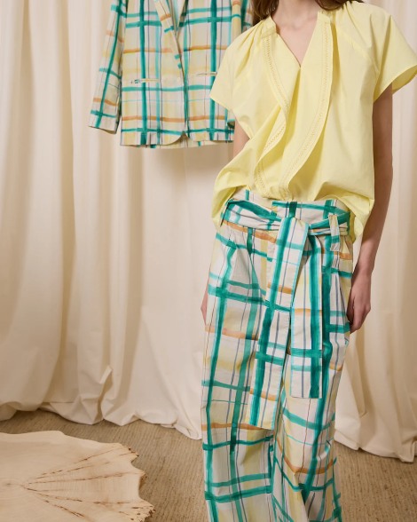 Pantalón popelín cuadros amarillo 6221-622 2