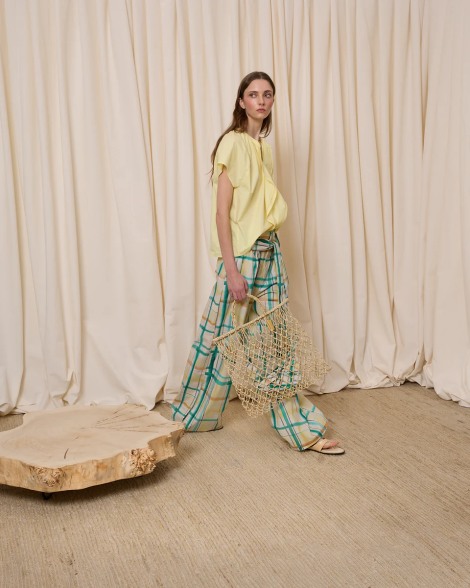 Pantalón popelín cuadros amarillo 6221-622