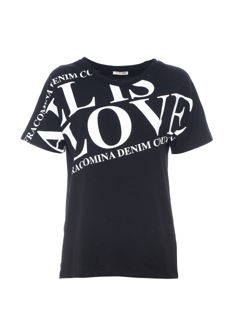 T-SHIRT WITH LETTERING PRINT BLACK FRACOMINA 2