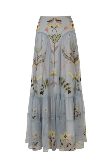 Falda de tul bordada gris azulado 6482-648  ( PREVENTA)