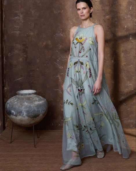 Vestido de tul bordado AZUL 6481-648  ( PREVENTA) 2