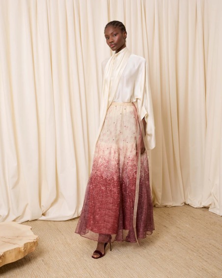 Falda de tul con florecitas teja 6492-649 ( PREVENTA)