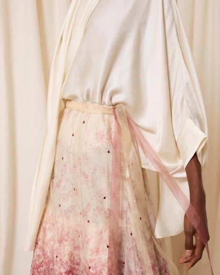 Falda de tul con florecitas teja 6492-649 ( PREVENTA)