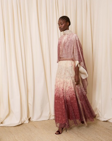 Falda de tul con florecitas teja 6492-649 ( PREVENTA)