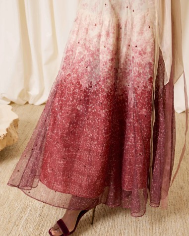 Falda de tul con florecitas teja 6492-649 ( PREVENTA)