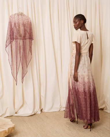 Falda de tul con florecitas teja 6492-649 ( PREVENTA)