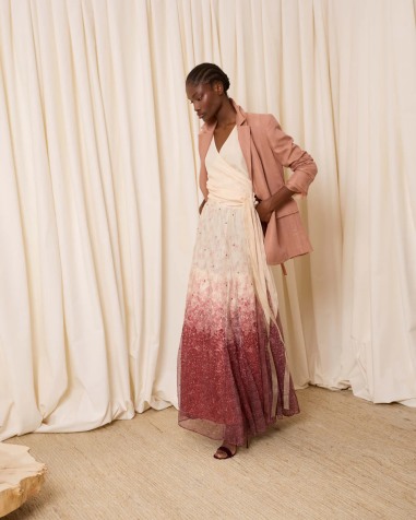 Falda de tul con florecitas teja 6492-649 ( PREVENTA)