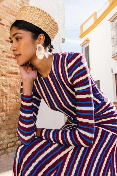 Vestido Erry rayas Colour Nude