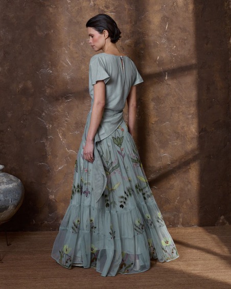 Top de tul gris azulado 6484-603 ( solo venta con falda)