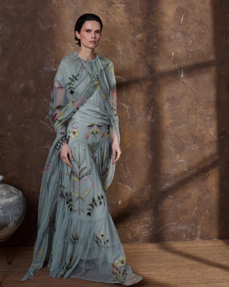 Top de tul gris azulado 6484-603 ( solo venta con falda)