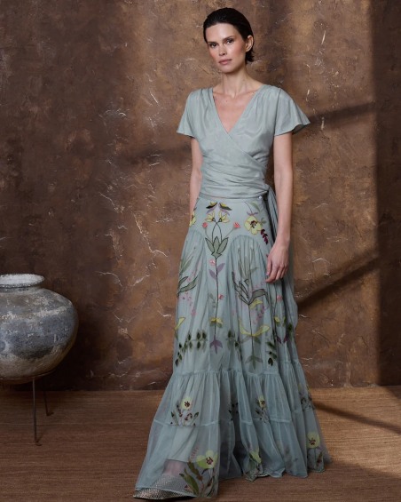 Top de tul gris azulado 6484-603 ( solo venta con falda)