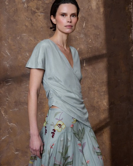 Top de tul gris azulado 6484-603 ( solo venta con falda)