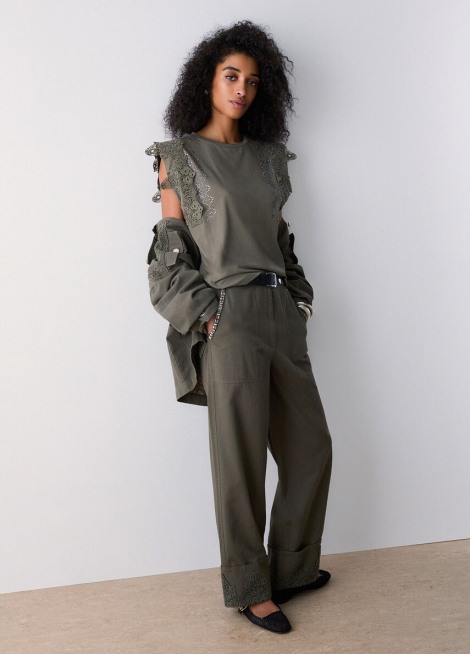 Camiseta con detalles de macramé WA6311 2