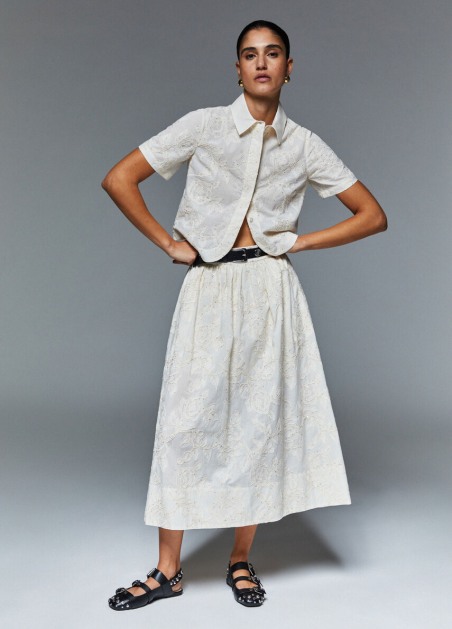 Falda de muselina con bordados wa6455