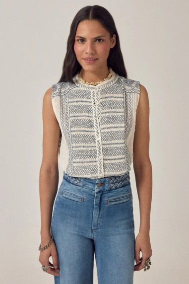 Irina Sleeveless Blouse Indigo Poet  Maison Hotel