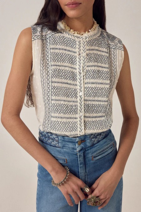 Irina Sleeveless Blouse Indigo Poet  Maison Hotel