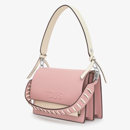 Bolso bandolera Tous Audree Saffiano rosa empolvado mediano