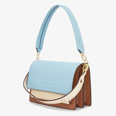 Bolso bandolera Tous Audree Saffiano azul cielo mediano