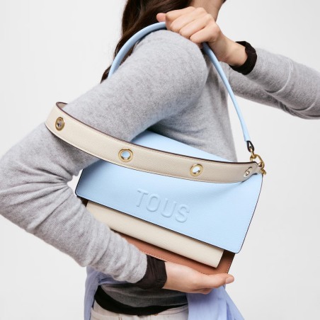 Bolso bandolera Tous Audree Saffiano azul cielo mediano