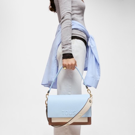 Bolso bandolera Tous Audree Saffiano azul cielo mediano