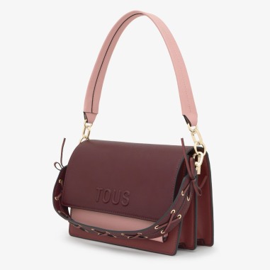 Bolso bandolera Tous Audree Saffiano burdeos mediano