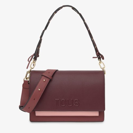 Bolso bandolera Tous Audree Saffiano burdeos mediano