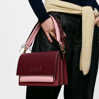 Bolso bandolera Tous Audree Saffiano burdeos mediano