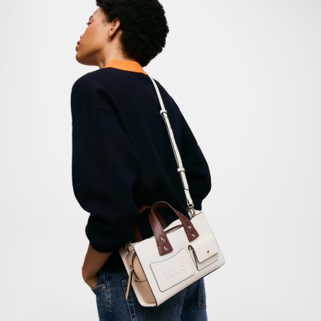 Bolso bowling pequeño Tous Back to Basics beige