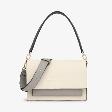 Bolso bandolera TOUS Audree Saffiano beige mediano