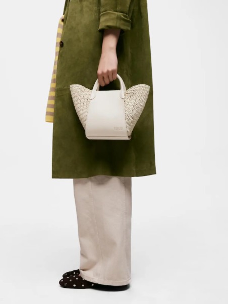 Bolso capazo pequeño TOUS Tulip Rafia beige 2002438901