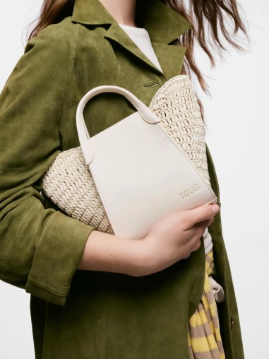 Bolso capazo pequeño TOUS Tulip Rafia beige 2002438901
