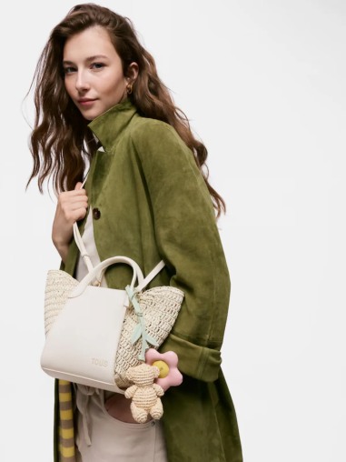 Bolso capazo pequeño TOUS Tulip Rafia beige 2002438901