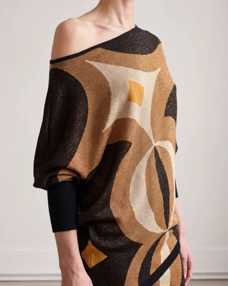 Jersey en jacquard de lurex dorado 6651(solo venta conjunto falda)