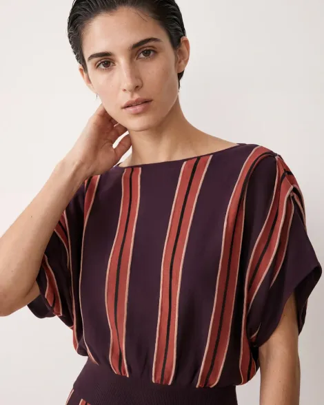 Top punto multirrayas burdeos 7754 ( solo venta conjunto falda)