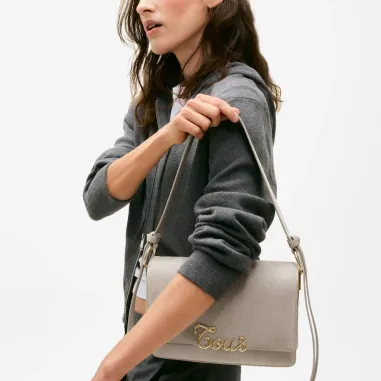 Bandolera de piel gris Audree Monogram Soft