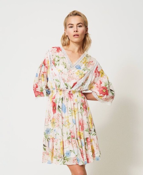 Vestido crepé estampado flores 2521